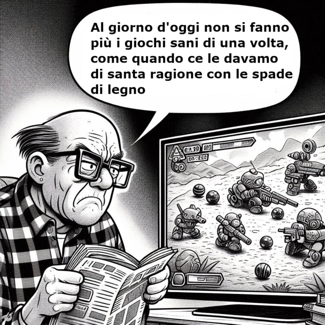 Vignetta Boomer contro videogiochi